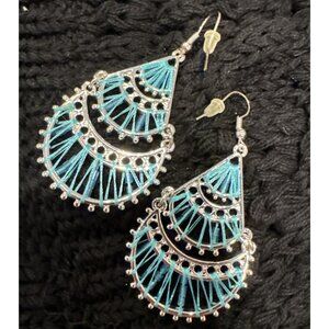 Sequin Brand Earrings Teardrop Dangle Bohemian Bronze Tone Length 3.5 In